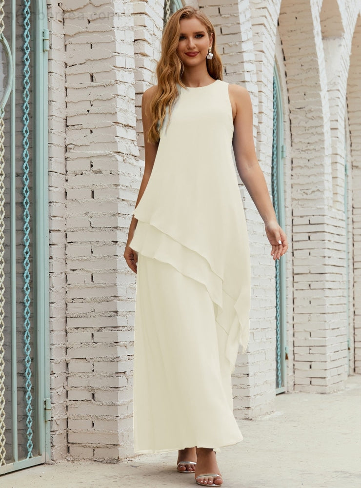 Chiffon Langes Plus Size Kleider für die Brautmutter Formales Brautjungfern-Abschlussballkleid SY28019