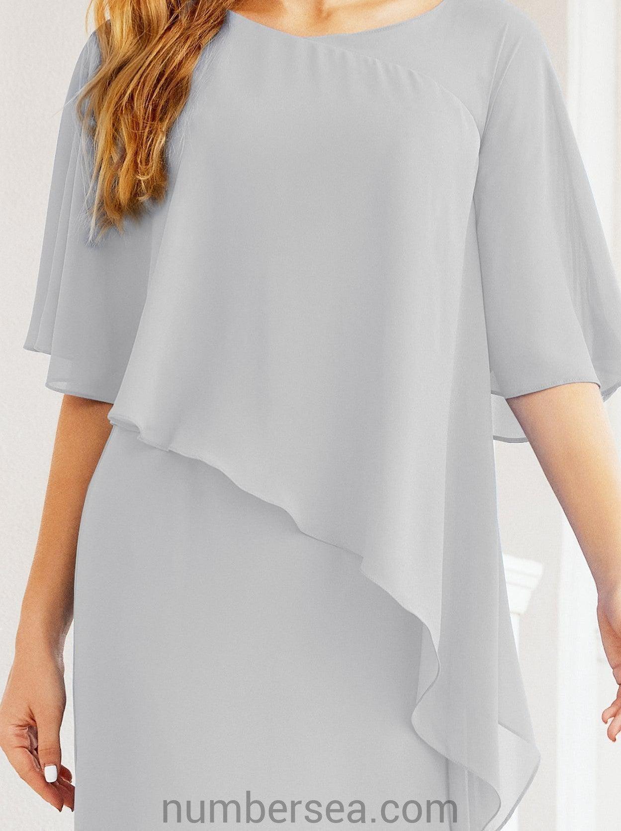 Sunnderly Formales Partykleid, lang, für die Brautmutter, mit Rüschenumhang, SY28026