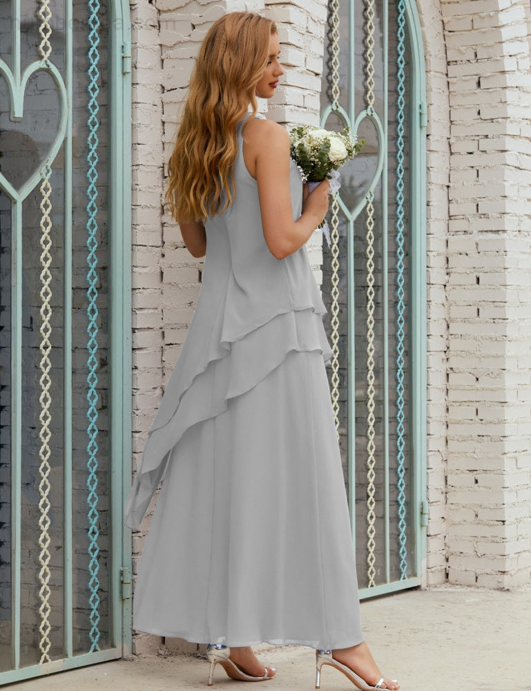 Chiffon Langes Plus Size Kleider für die Brautmutter Formales Brautjungfern-Abschlussballkleid SY28019
