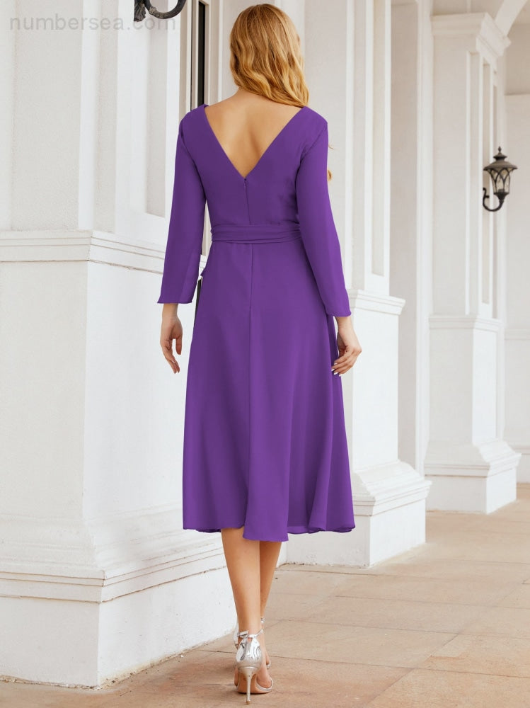 Brautjungfernkleid mit V-Rücken und Taillengürtel für die Mutter der Braut, Hochzeitsgäste, SY28031