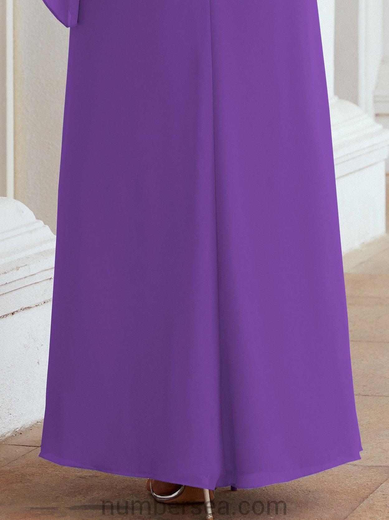 Sunnderly Formales Partykleid, lang, für die Brautmutter, mit Rüschenumhang, SY28026