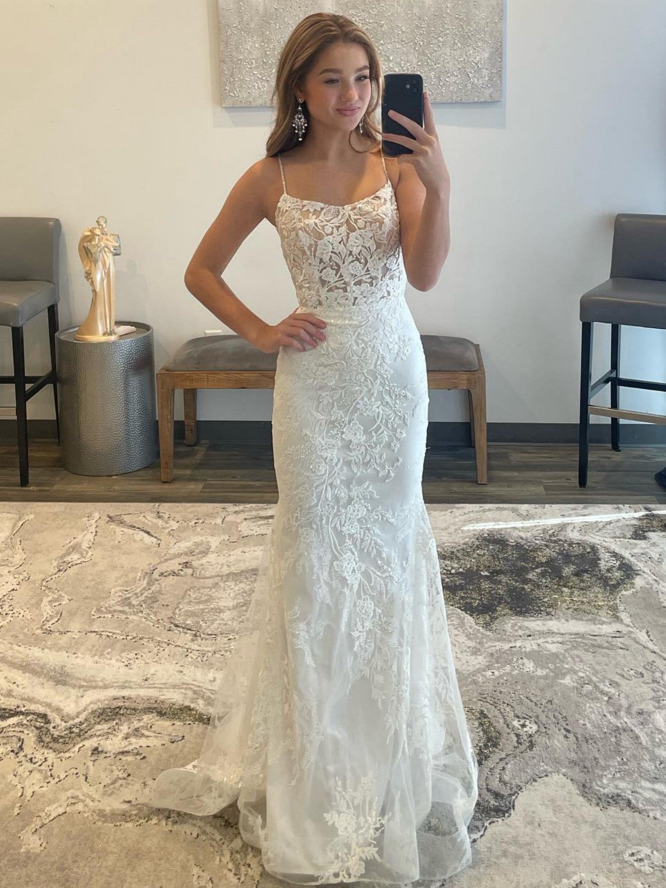 Billie | Weißes Meerjungfrau-Ballkleid, langes Abendkleid