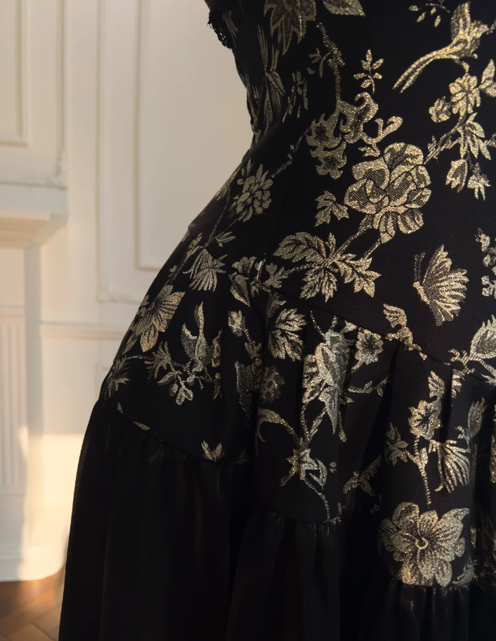 Elegante vestido de noche negro con cuello halter, estampado floral y lentejuelas, vestido de fiesta largo en línea A Y8568