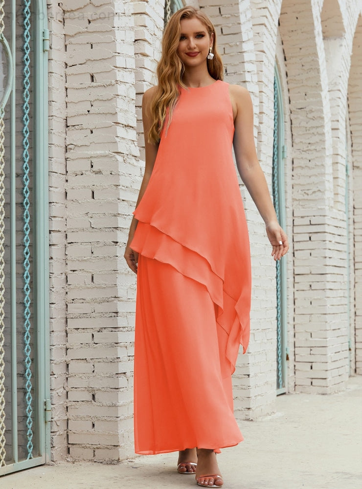 Chiffon Langes Plus Size Kleider für die Brautmutter Formales Brautjungfern-Abschlussballkleid SY28019