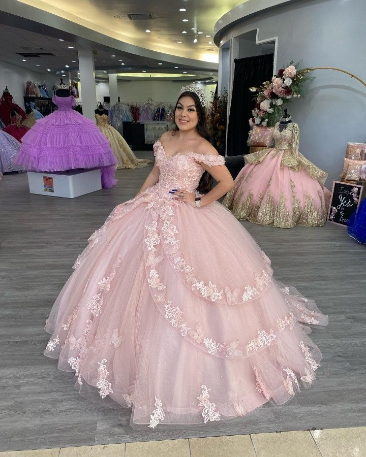 Schulterfreies rosa Tüll-Ballkleid, Sweet 16 Kleid Y2267