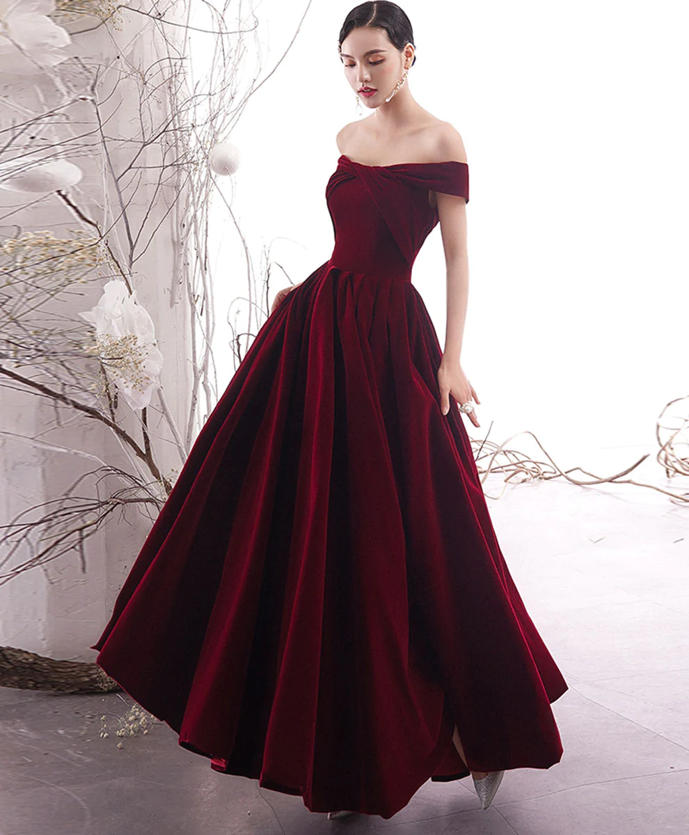Einfaches Burgunderrotes Langes Ballkleid Burgunderrotes Abendkleid Y1428