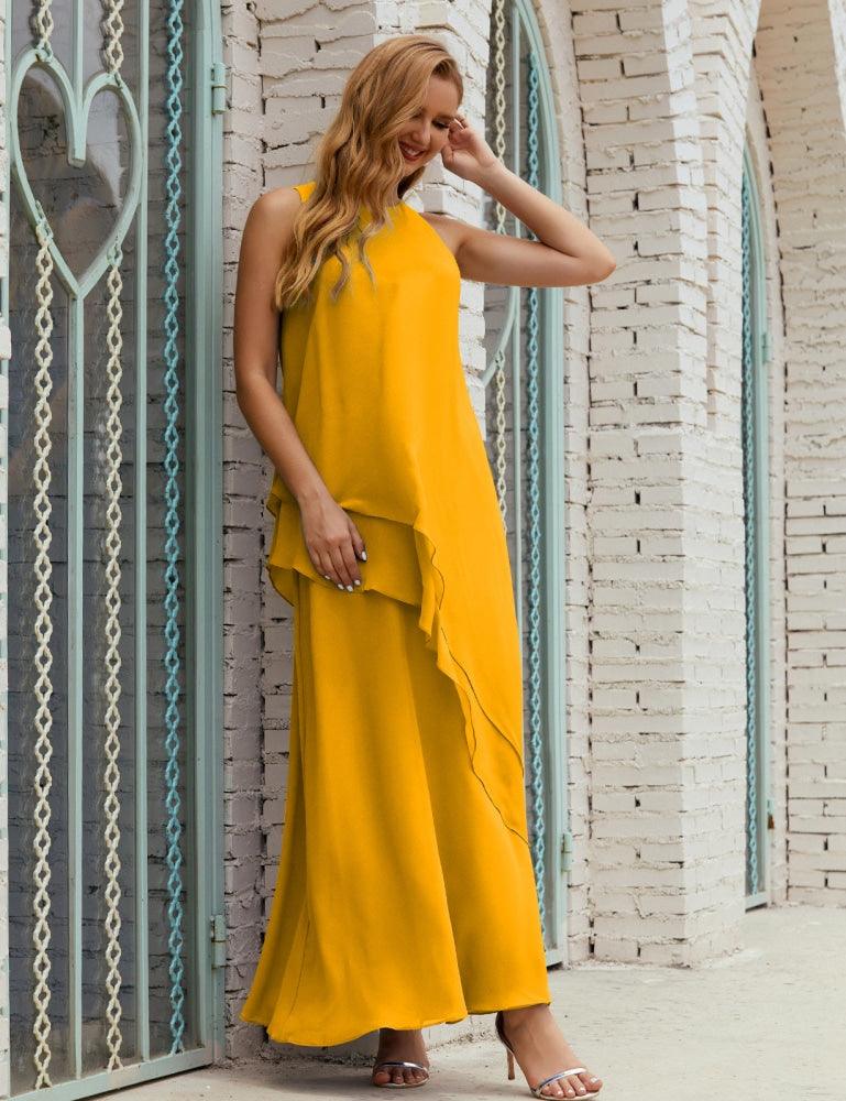 Chiffon Langes Plus Size Kleider für die Brautmutter Formales Brautjungfern-Abschlussballkleid SY28019