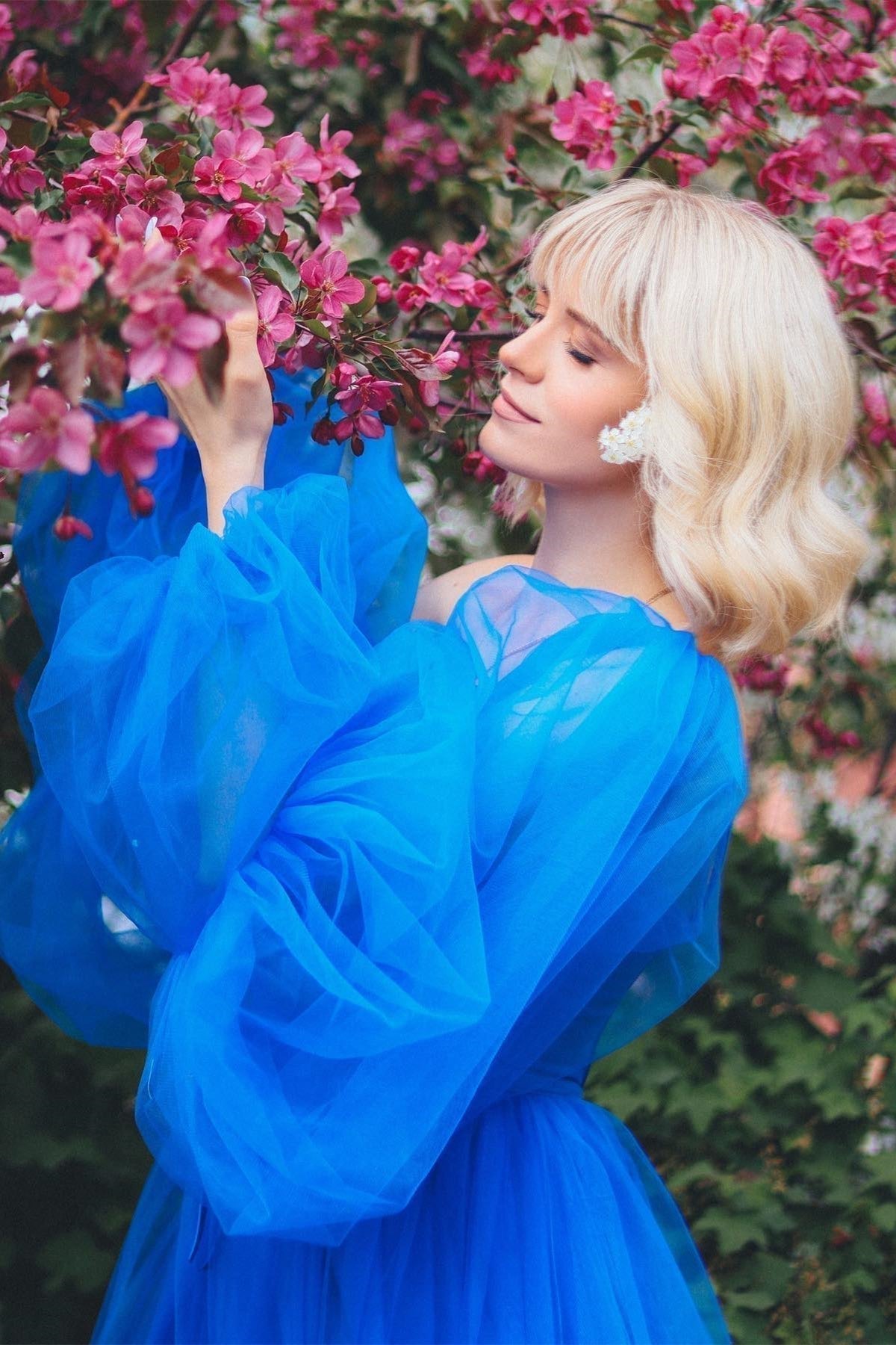 Adelynn |A-Linien-Ballkleid aus Satintüll mit langen Ärmeln und Schlitz