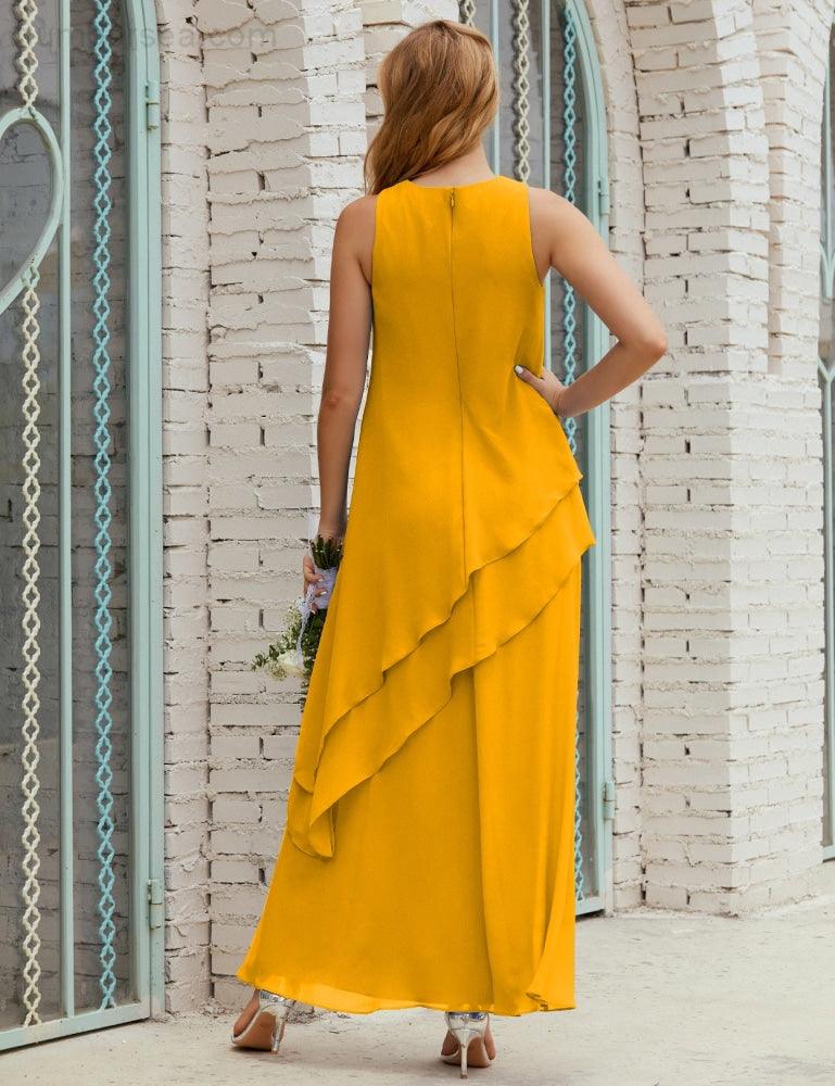 Chiffon Langes Plus Size Kleider für die Brautmutter Formales Brautjungfern-Abschlussballkleid SY28019