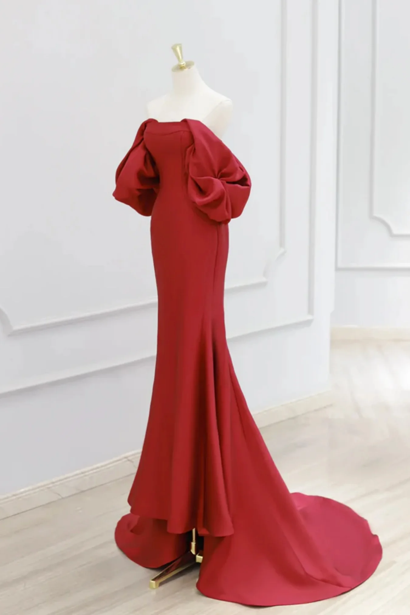 Vestido de fiesta de satén con corte sirena y encantador vestido de noche vintage Y4371