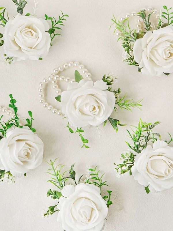 2Pcs Artificial Silk Roses Flower Brooch