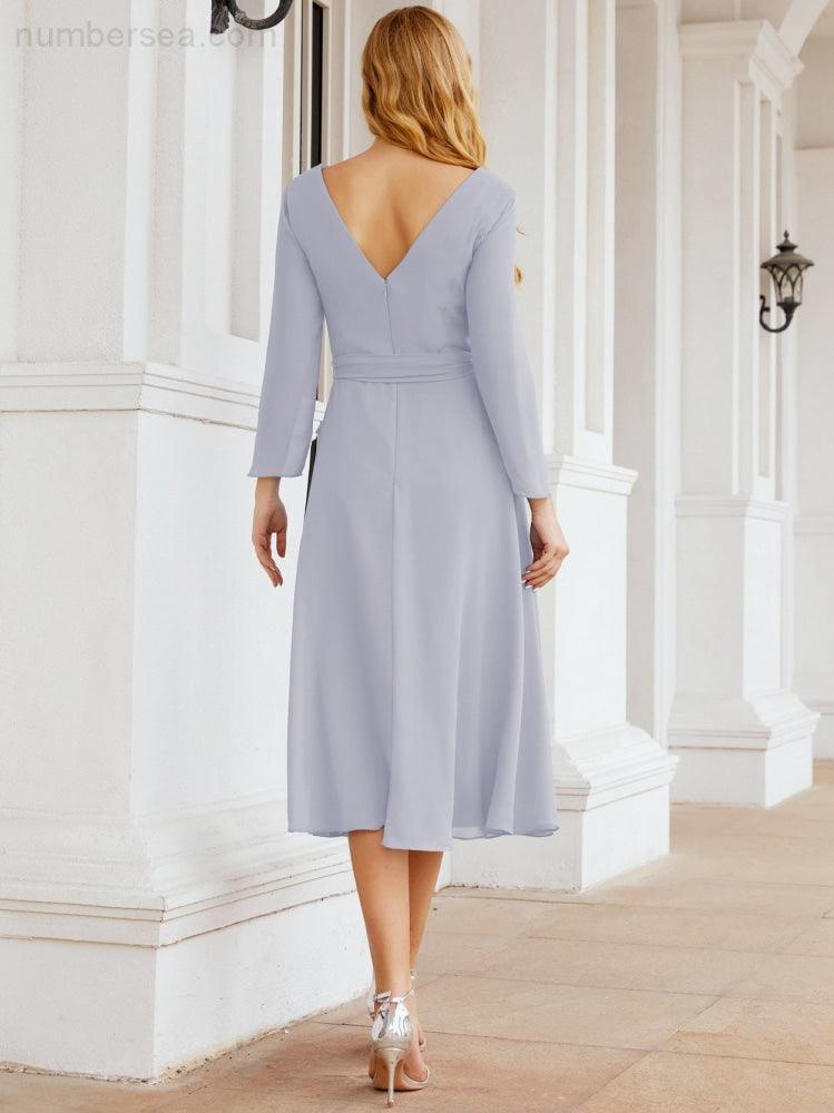 Brautjungfernkleid mit V-Rücken und Taillengürtel für die Mutter der Braut, Hochzeitsgäste, SY28031