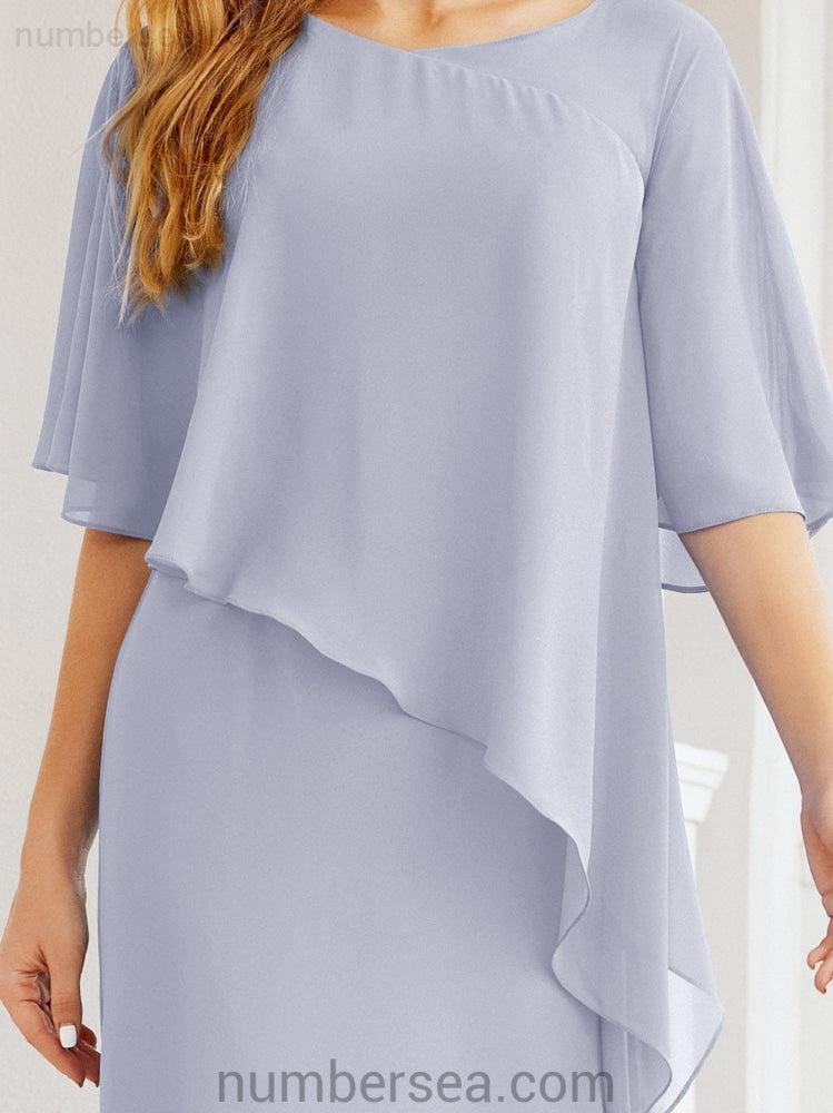 Sunnderly Formal Party Gown Dress Long Mother of The Bride Dresses with Ruffle Cape SY28026