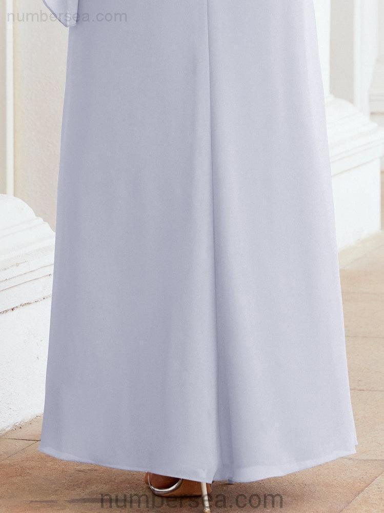 Sunnderly Formal Party Gown Dress Long Mother of The Bride Dresses with Ruffle Cape SY28026