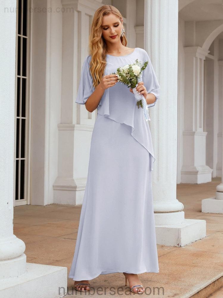 Sunnderly Formal Party Gown Dress Long Mother of The Bride Dresses with Ruffle Cape SY28026