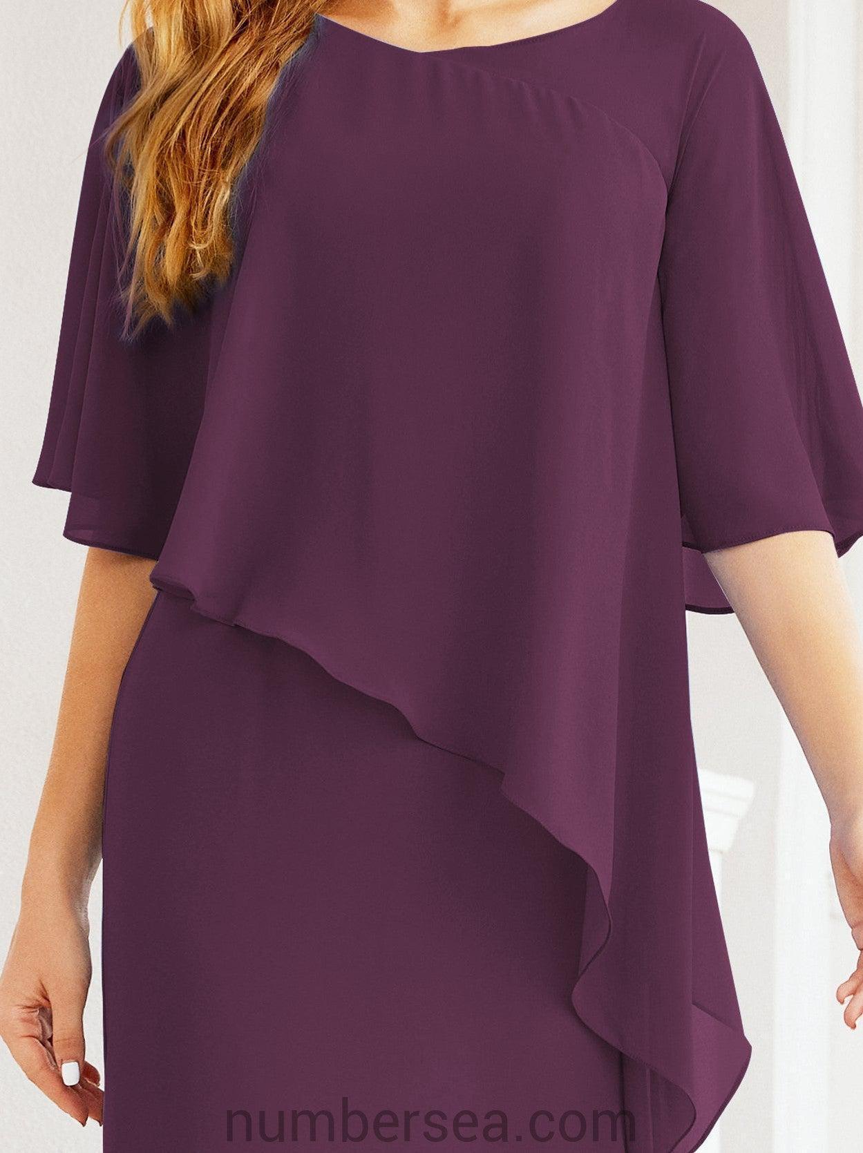 Sunnderly Formales Partykleid, lang, für die Brautmutter, mit Rüschenumhang, SY28026