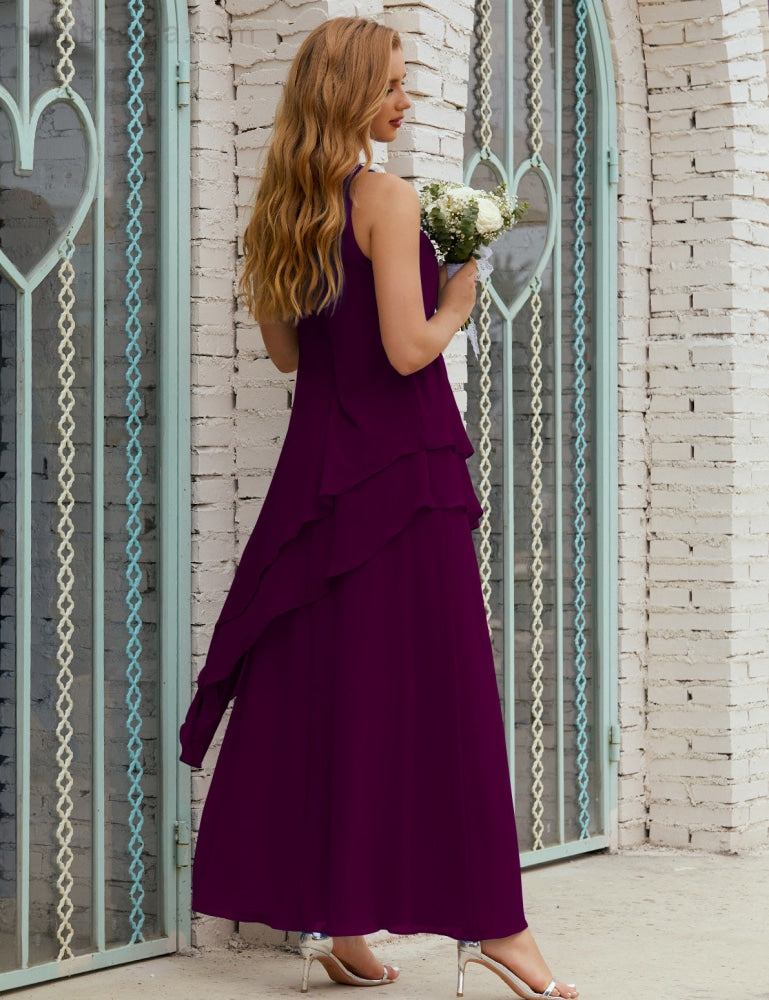 Chiffon Langes Plus Size Kleider für die Brautmutter Formales Brautjungfern-Abschlussballkleid SY28019