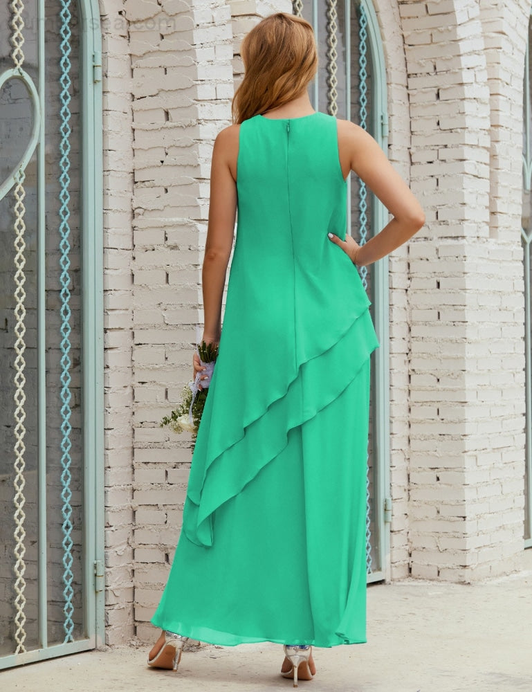 Chiffon Langes Plus Size Kleider für die Brautmutter Formales Brautjungfern-Abschlussballkleid SY28019