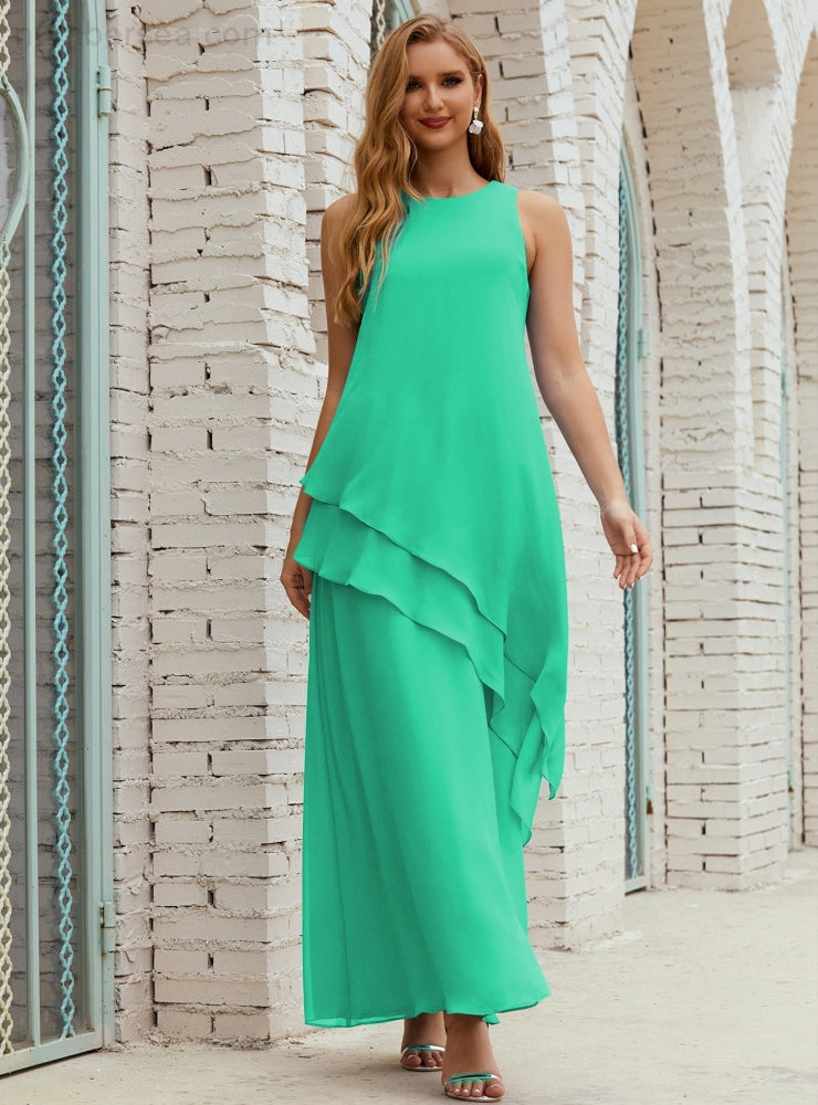 Chiffon Langes Plus Size Kleider für die Brautmutter Formales Brautjungfern-Abschlussballkleid SY28019