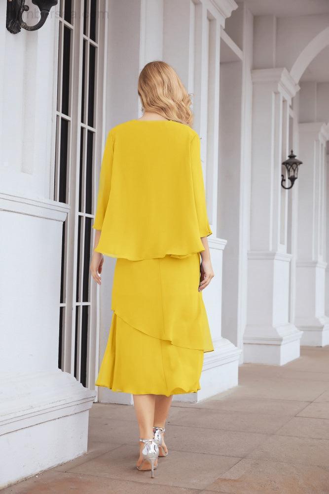 Sunnderly Zweiteiliges A-Linien-Kleid für die Brautmutter, formelles Partykleid, SY28072