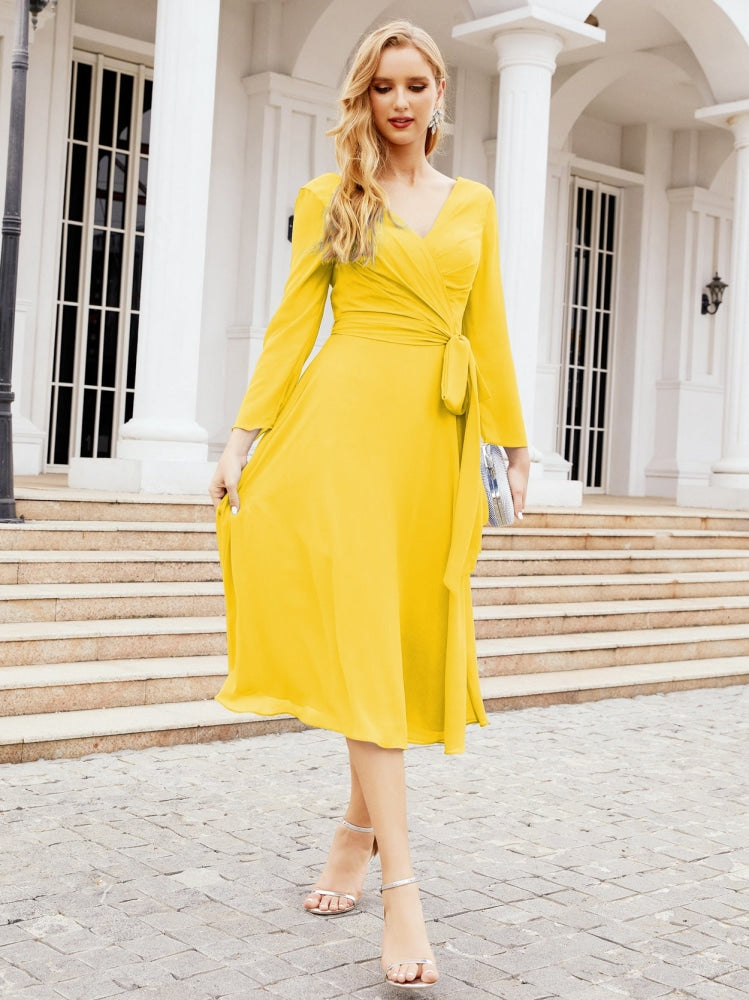 Brautjungfernkleid mit V-Rücken und Taillengürtel für die Mutter der Braut, Hochzeitsgäste, SY28031