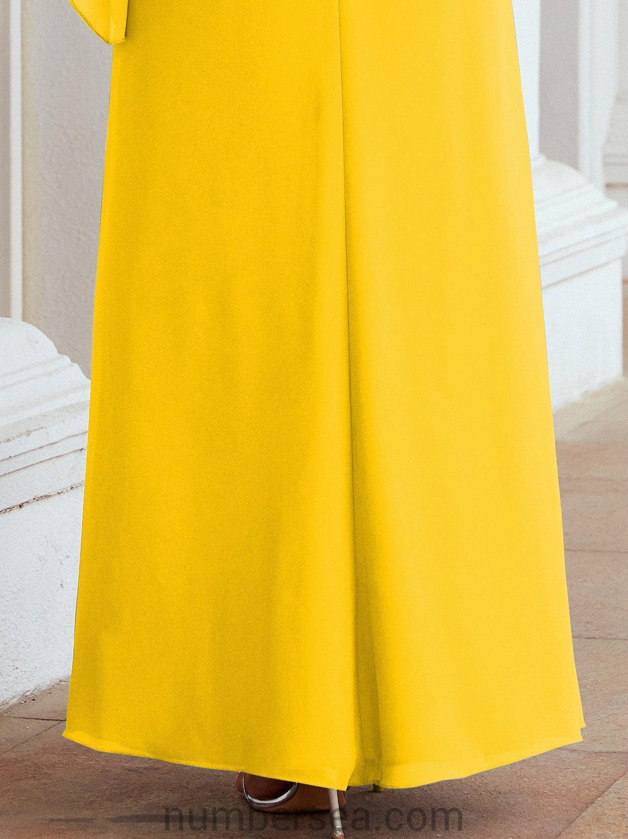 Sunnderly Formales Partykleid, lang, für die Brautmutter, mit Rüschenumhang, SY28026