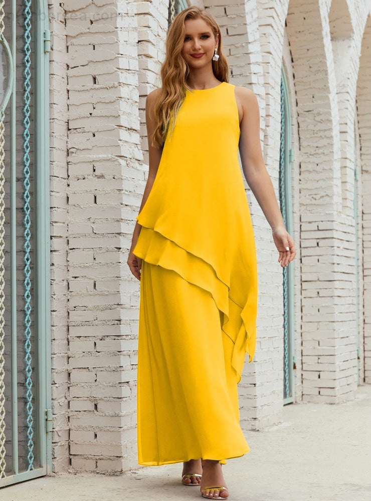 Chiffon Langes Plus Size Kleider für die Brautmutter Formales Brautjungfern-Abschlussballkleid SY28019