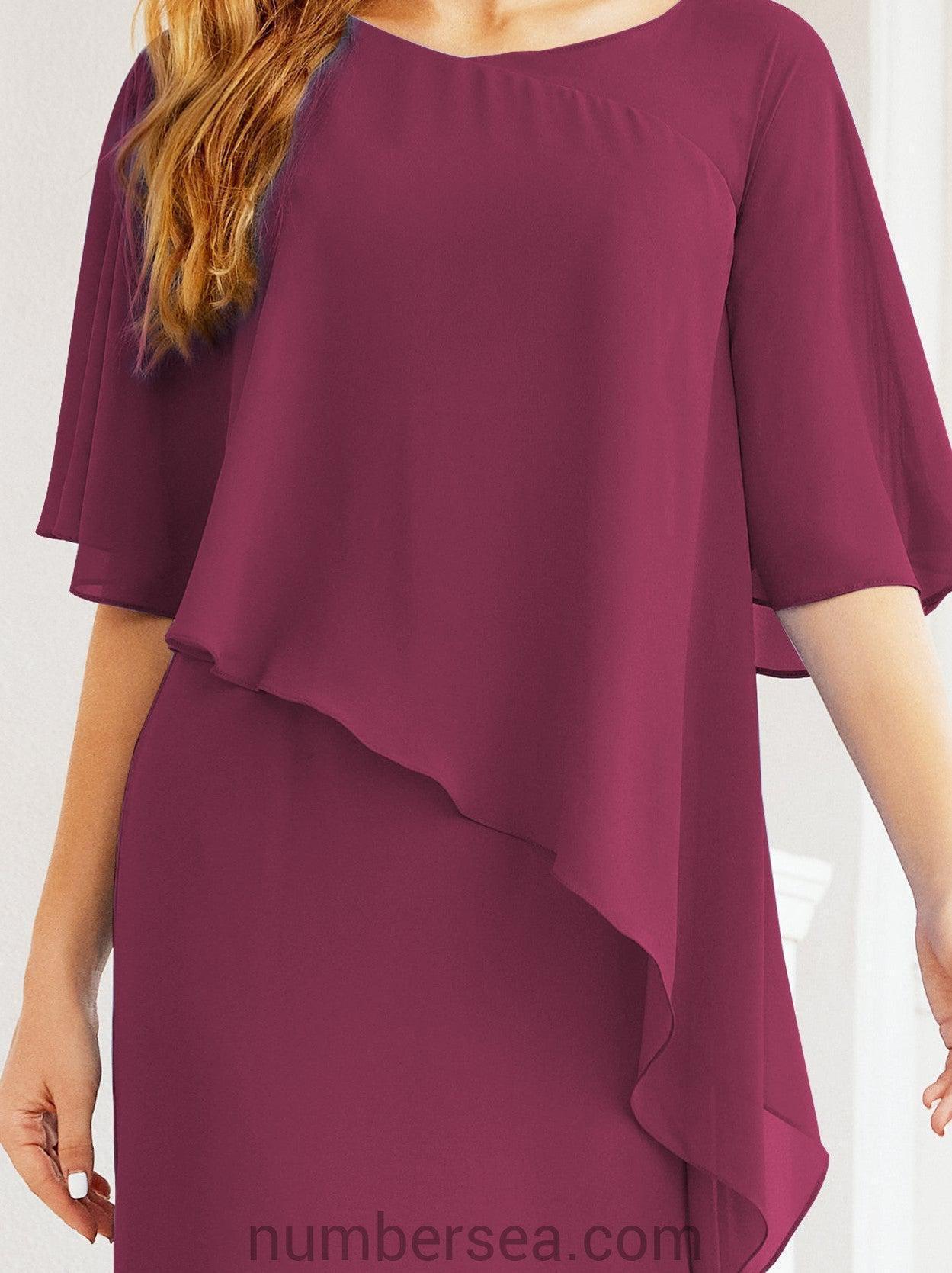 Sunnderly Formales Partykleid, lang, für die Brautmutter, mit Rüschenumhang, SY28026