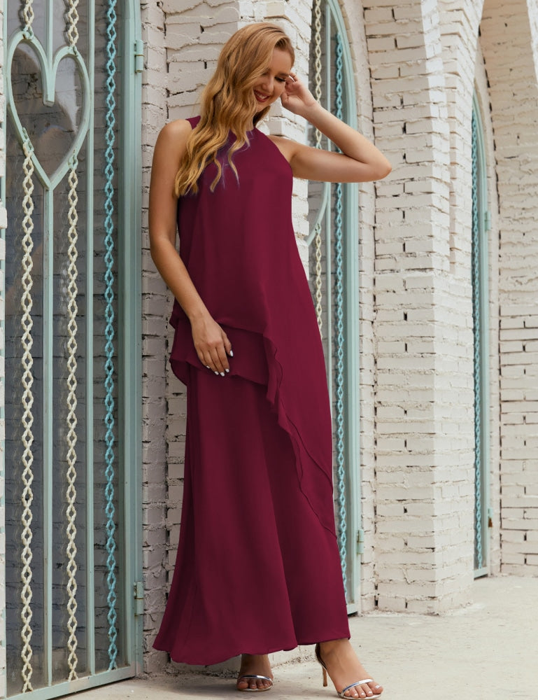 Chiffon Langes Plus Size Kleider für die Brautmutter Formales Brautjungfern-Abschlussballkleid SY28019