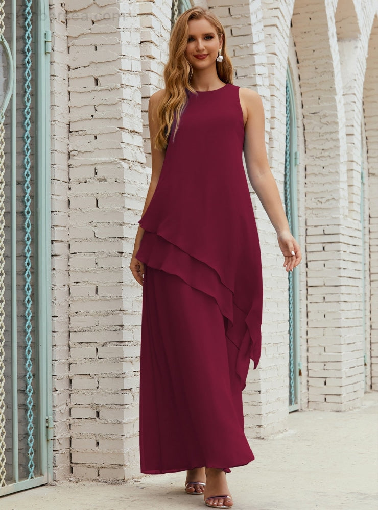 Chiffon Langes Plus Size Kleider für die Brautmutter Formales Brautjungfern-Abschlussballkleid SY28019