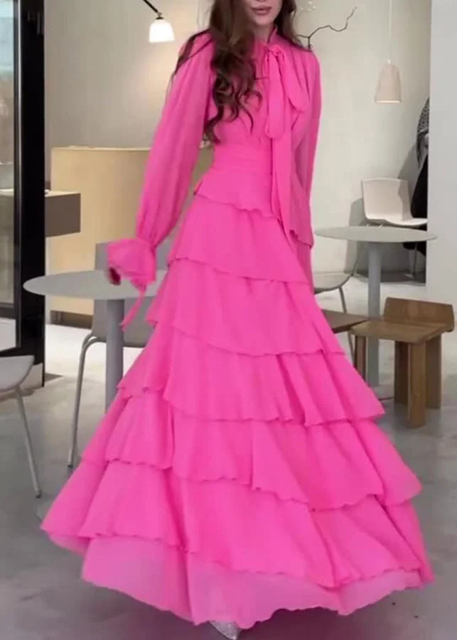 Fashion Chiffon Layered Ruffled Long Prom Dress Elegant Party Evening Dress Y7617