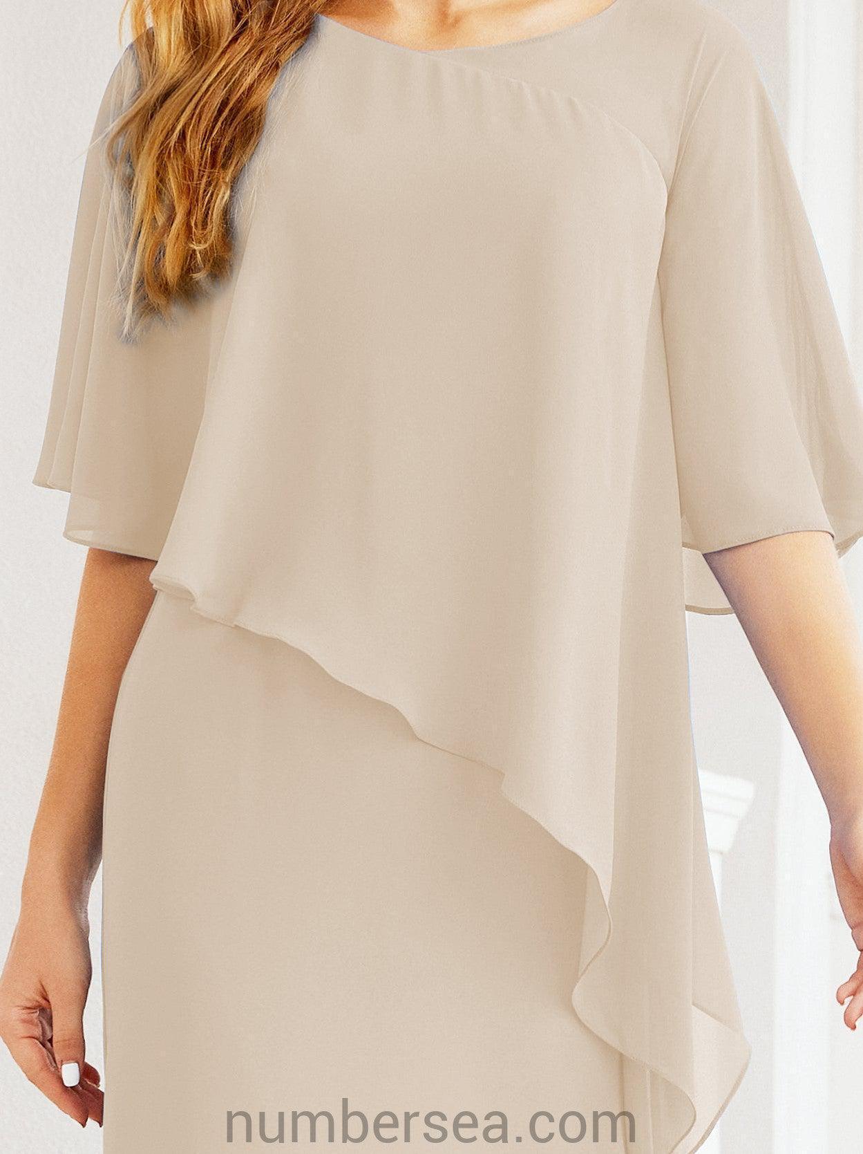 Sunnderly Formales Partykleid, lang, für die Brautmutter, mit Rüschenumhang, SY28026