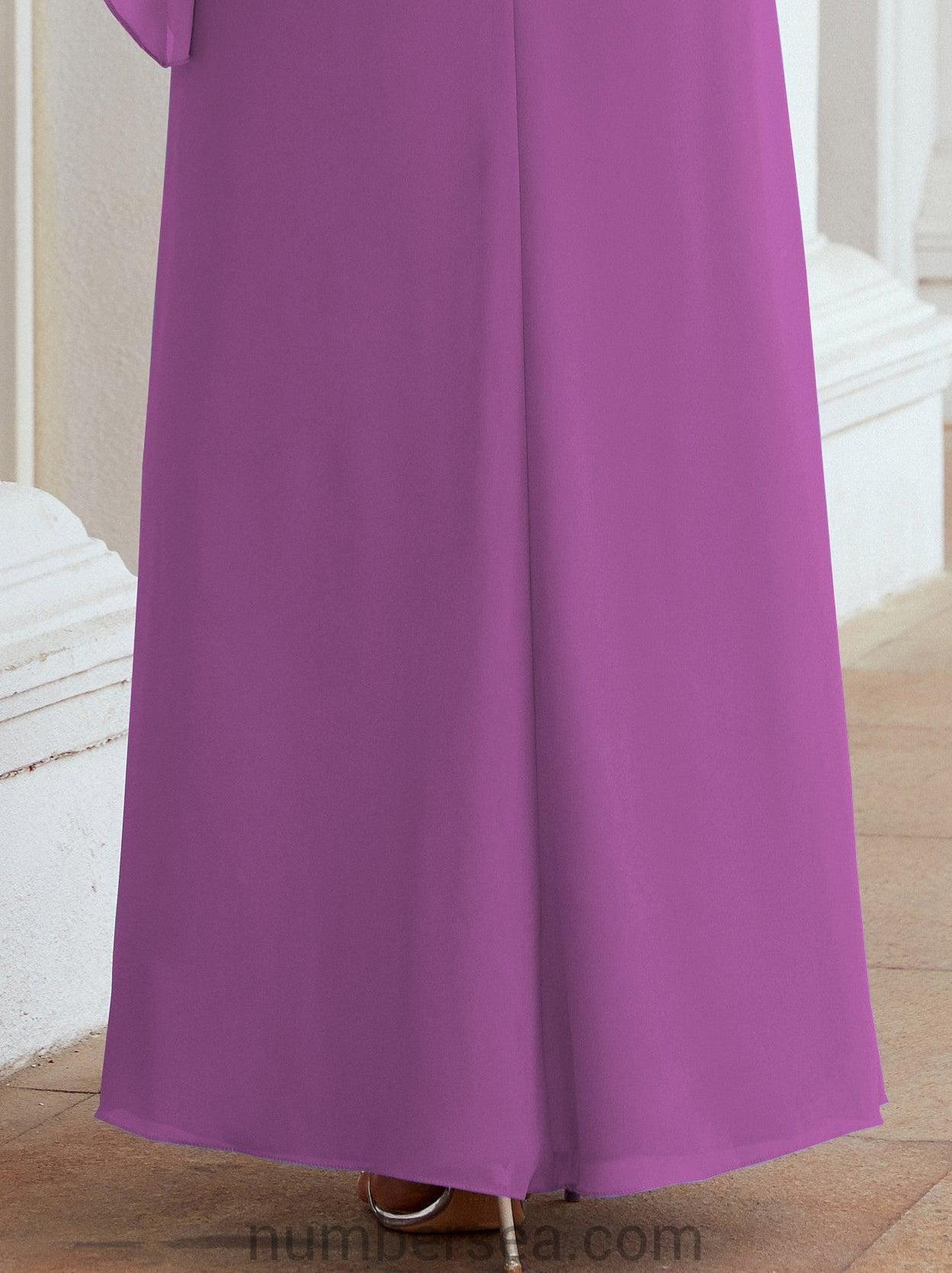 Sunnderly Formales Partykleid, lang, für die Brautmutter, mit Rüschenumhang, SY28026