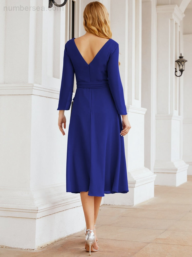 Brautjungfernkleid mit V-Rücken und Taillengürtel für die Mutter der Braut, Hochzeitsgäste, SY28031