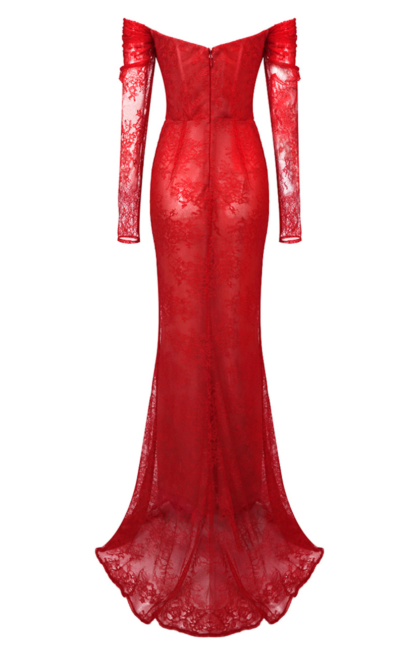 Wunderschönes rotes Abendkleid mit plissierter Spitze, elegantes Ballkleid Y7694