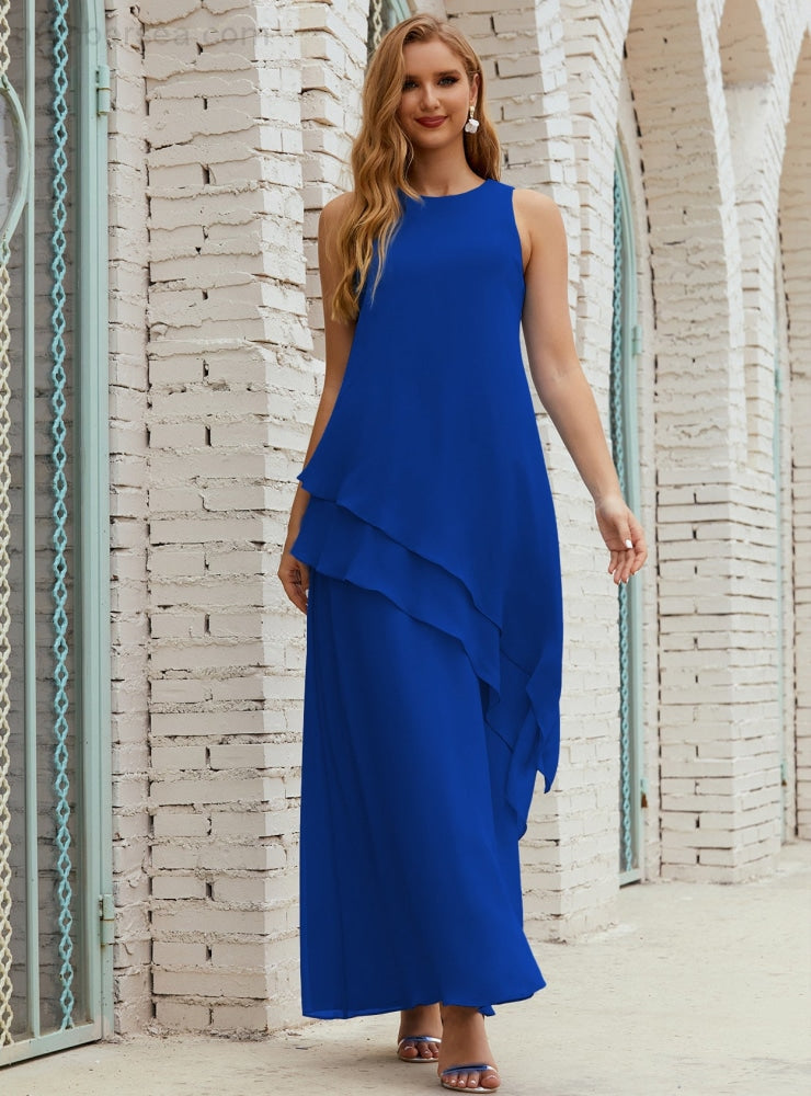 Chiffon Langes Plus Size Kleider für die Brautmutter Formales Brautjungfern-Abschlussballkleid SY28019