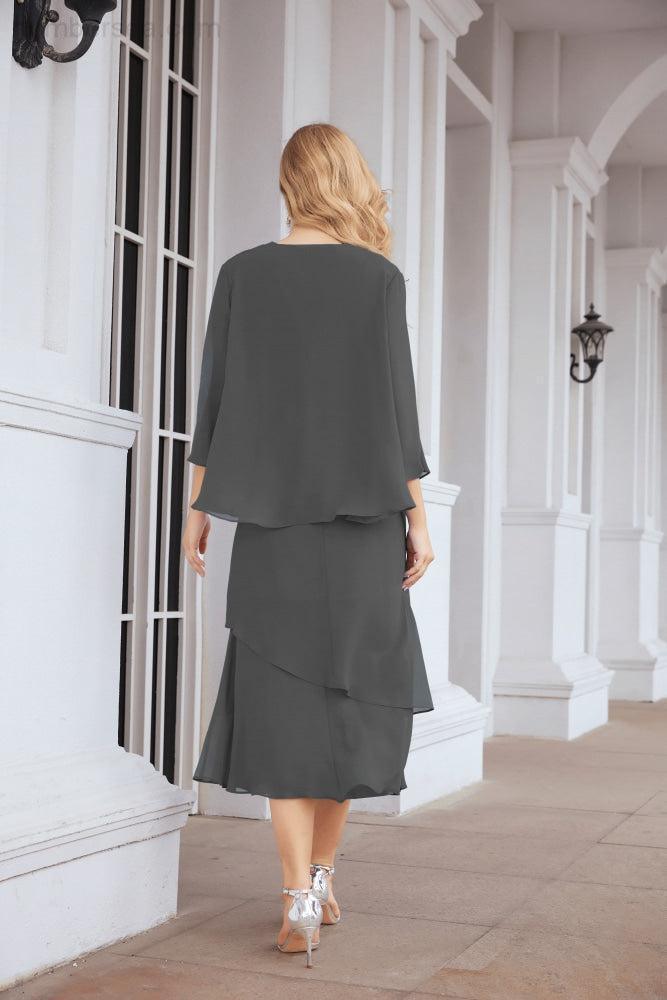 Sunnderly Zweiteiliges A-Linien-Kleid für die Brautmutter, formelles Partykleid, SY28072