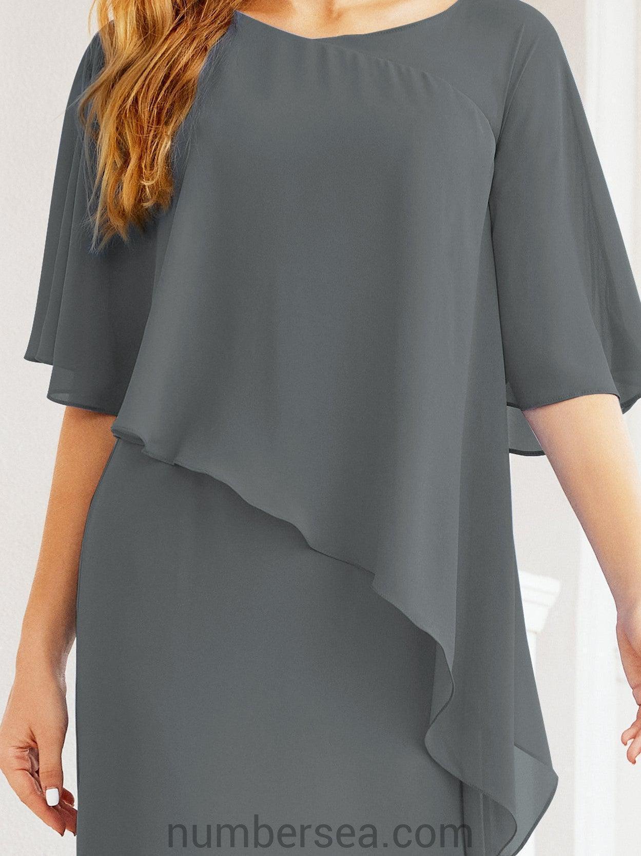 Sunnderly Formales Partykleid, lang, für die Brautmutter, mit Rüschenumhang, SY28026