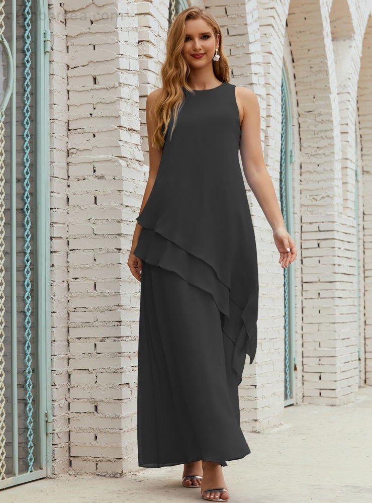 Chiffon Langes Plus Size Kleider für die Brautmutter Formales Brautjungfern-Abschlussballkleid SY28019