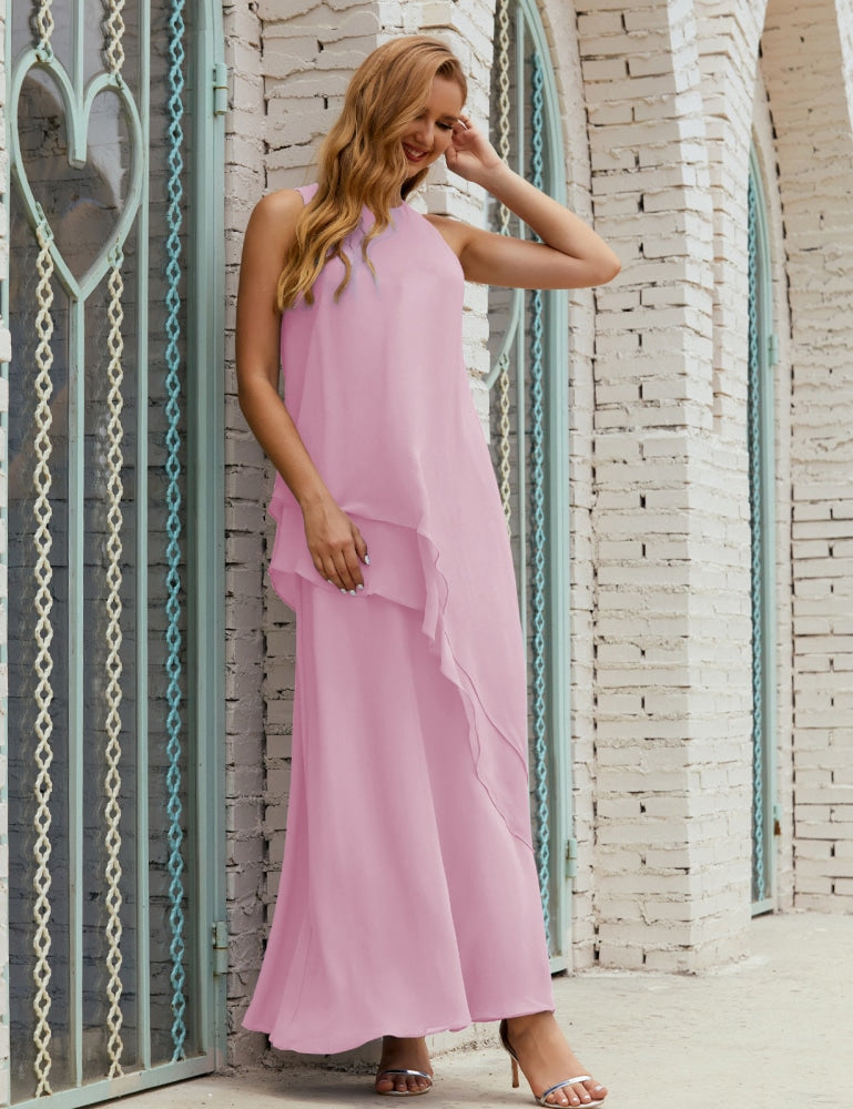 Chiffon Langes Plus Size Kleider für die Brautmutter Formales Brautjungfern-Abschlussballkleid SY28019