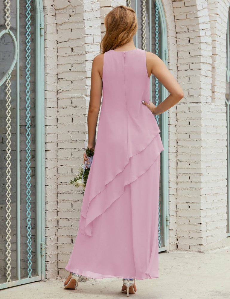 Chiffon Langes Plus Size Kleider für die Brautmutter Formales Brautjungfern-Abschlussballkleid SY28019
