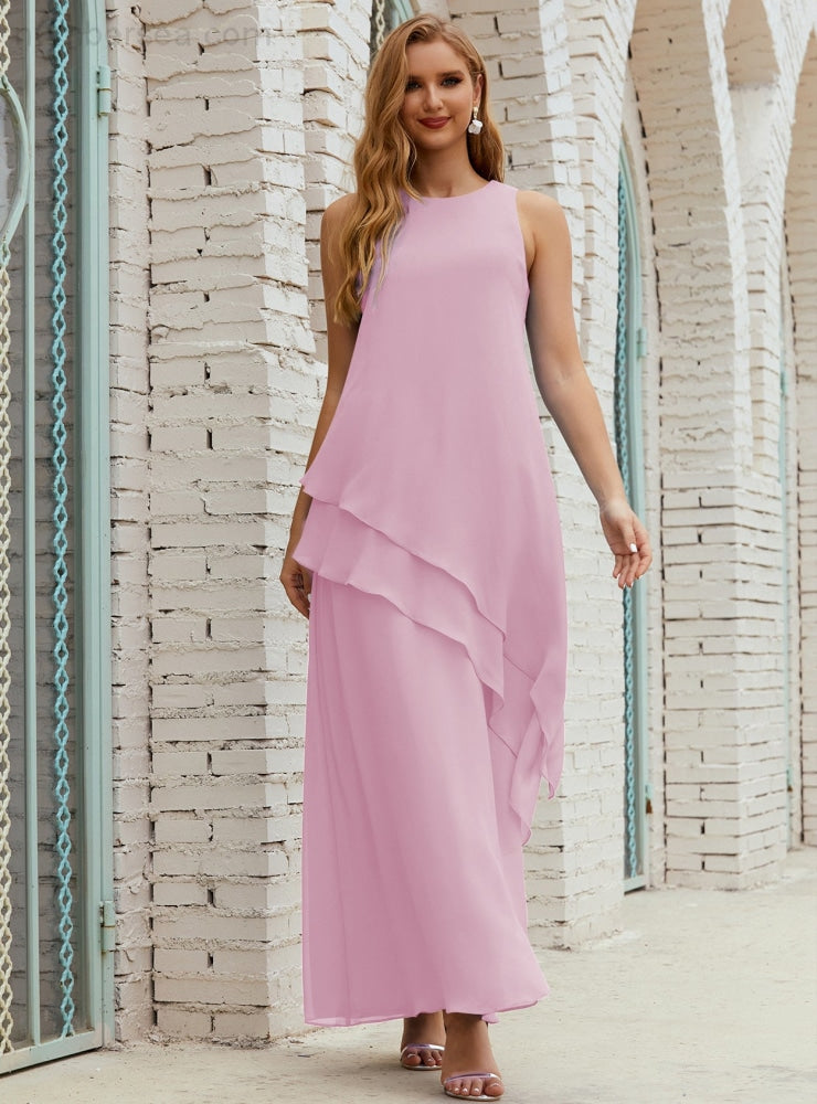 Chiffon Langes Plus Size Kleider für die Brautmutter Formales Brautjungfern-Abschlussballkleid SY28019