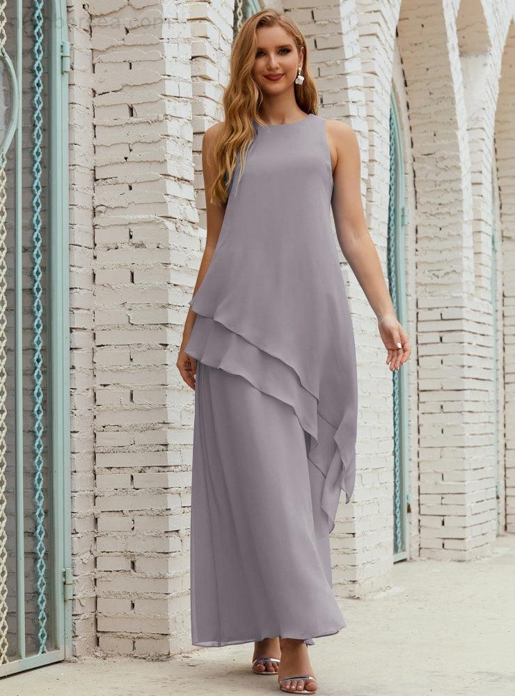 Chiffon Langes Plus Size Kleider für die Brautmutter Formales Brautjungfern-Abschlussballkleid SY28019