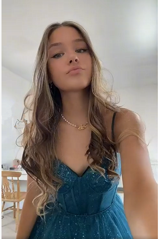A-Linie Spaghettiträger Glitzer Tüll Ballkleid Schickes Abendkleid Y406