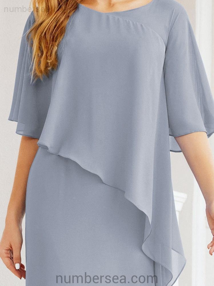 Sunnderly Formal Party Gown Dress Long Mother of The Bride Dresses with Ruffle Cape SY28026
