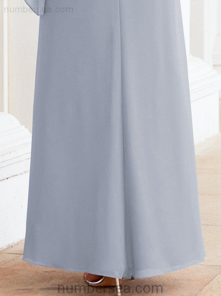 Sunnderly Formales Partykleid, lang, für die Brautmutter, mit Rüschenumhang, SY28026