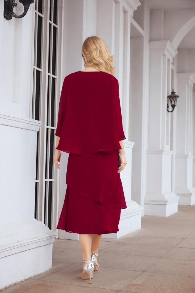 Sunnderly Zweiteiliges A-Linien-Kleid für die Brautmutter, formelles Partykleid, SY28072