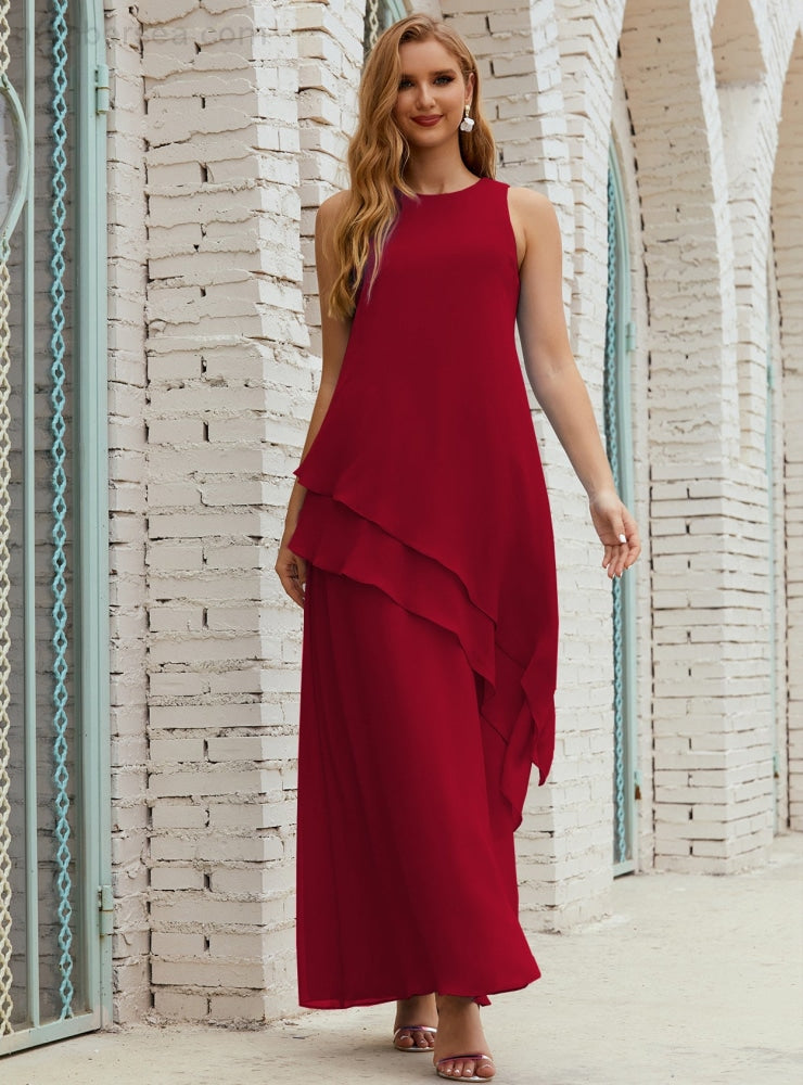 Chiffon Langes Plus Size Kleider für die Brautmutter Formales Brautjungfern-Abschlussballkleid SY28019
