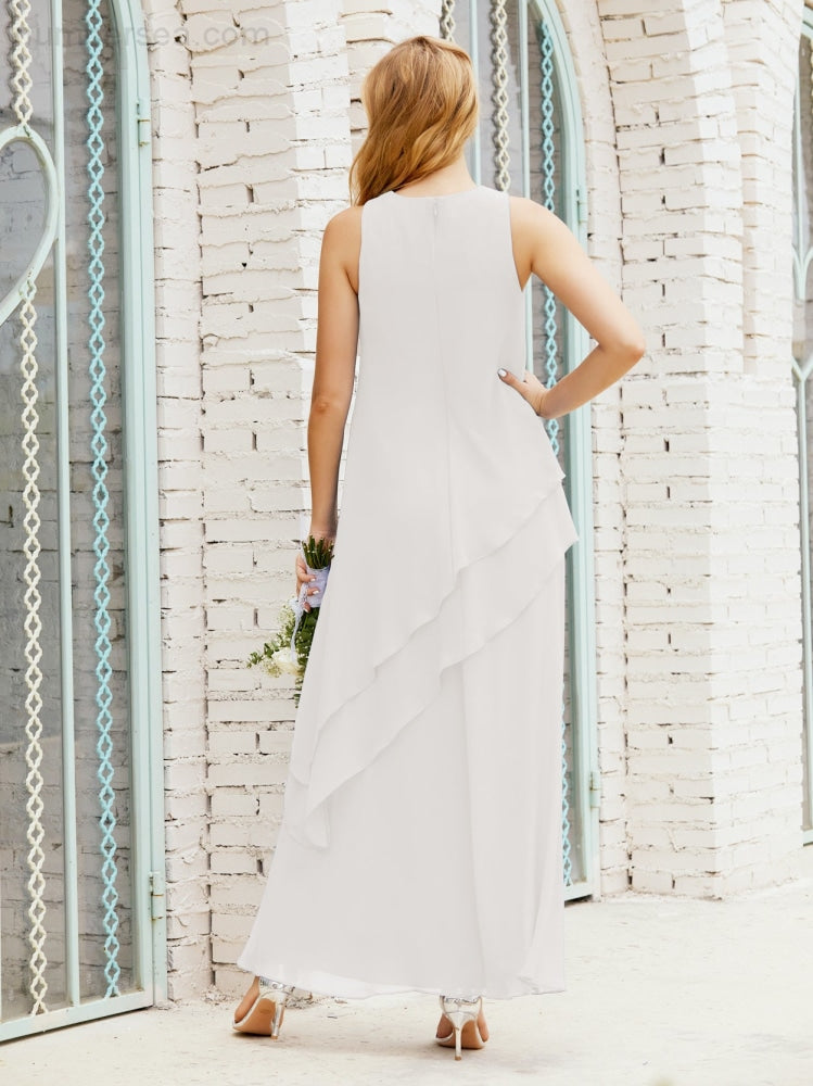 Chiffon Langes Plus Size Kleider für die Brautmutter Formales Brautjungfern-Abschlussballkleid SY28019