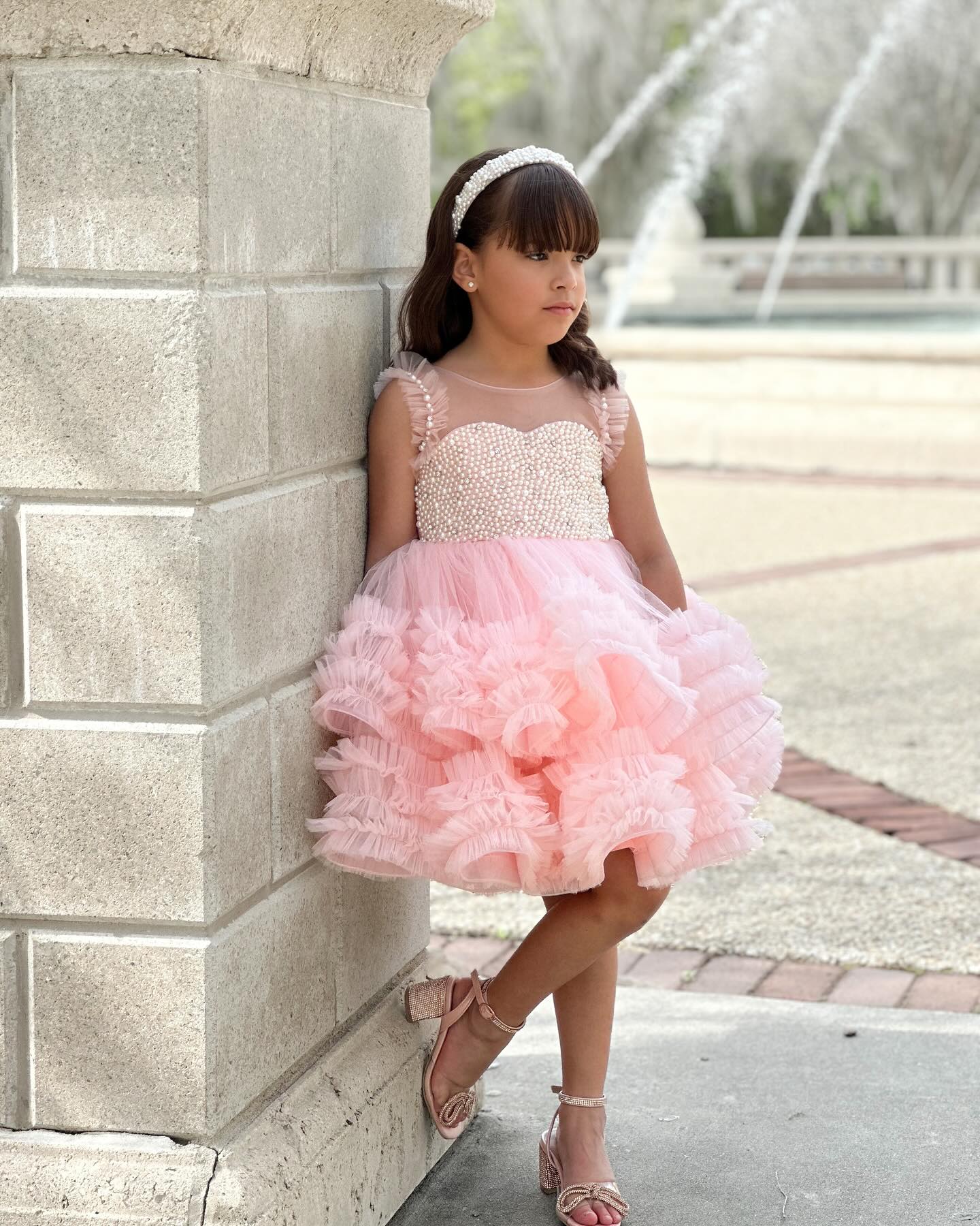 Vestido de princesa/baile de tul hasta la rodilla para niña
